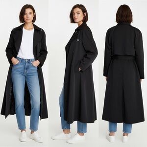 Vintage 90s Four Seasons of London Black Trench Coat Oversized 6P fits large M